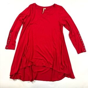 Comfy USA Long Sleeve Tunic Shirt Red Button Cuff Details